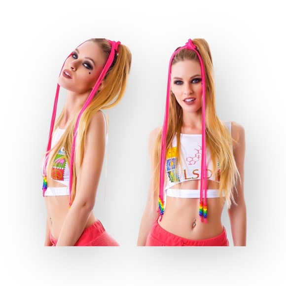 new J Valentine 𖦹 Candy Raver Glow in the Dark Beaded Hair Ties 𖦹 Neon Pink 𖦹 - Picture 11 of 16